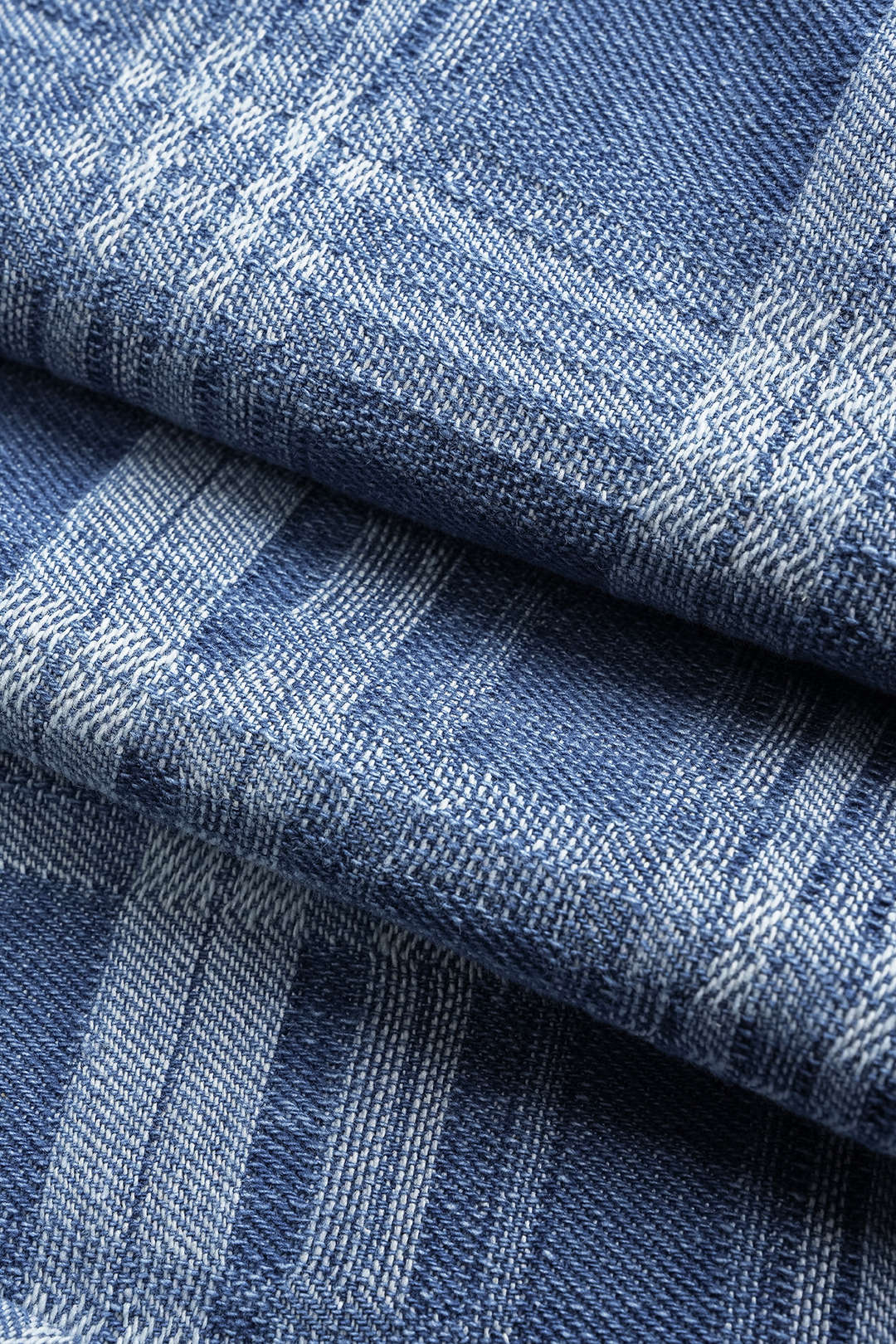 Denim Plaid Print Button Zipper Shorts - Image 3