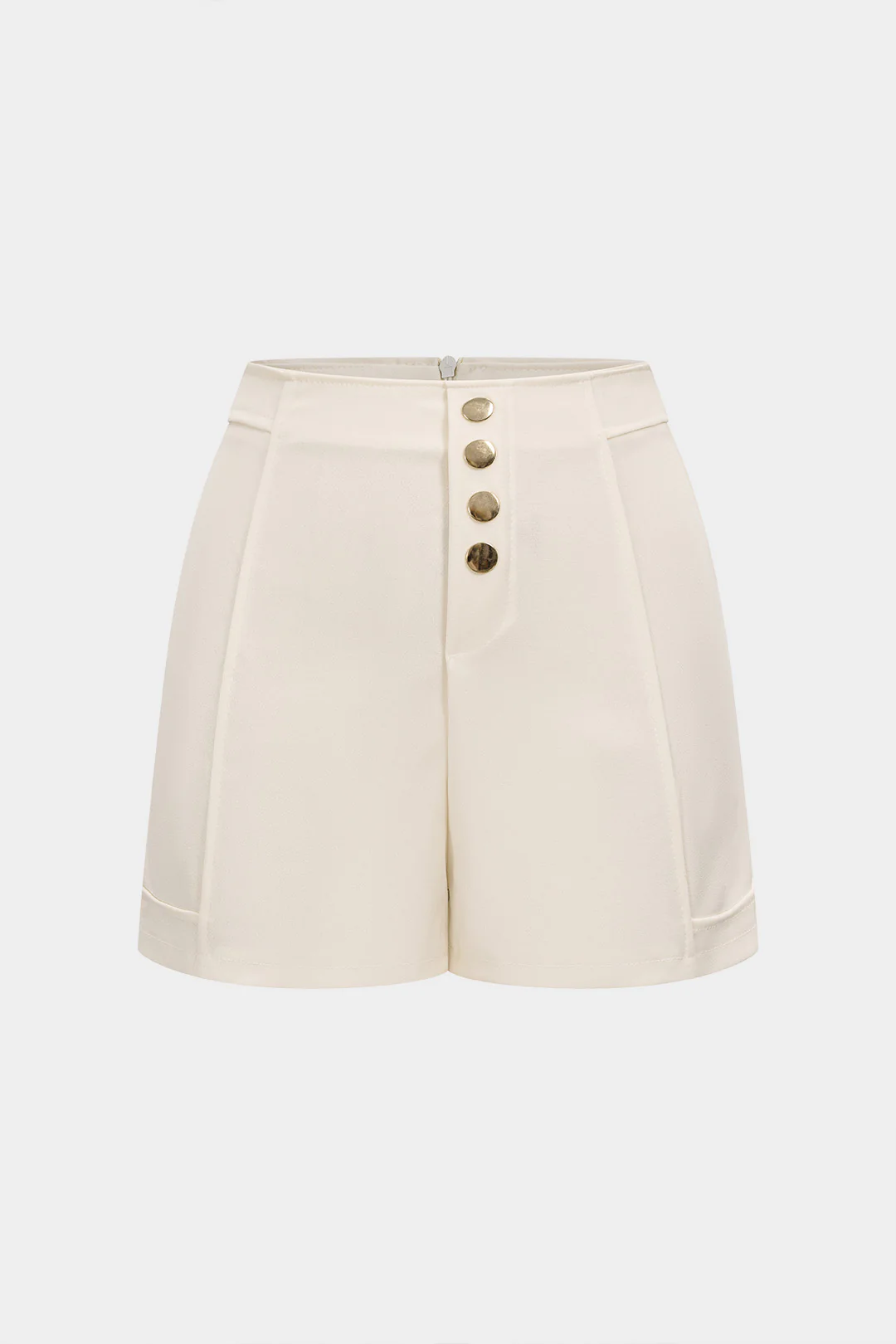 High Waist Button Zipper Wide Leg Shorts