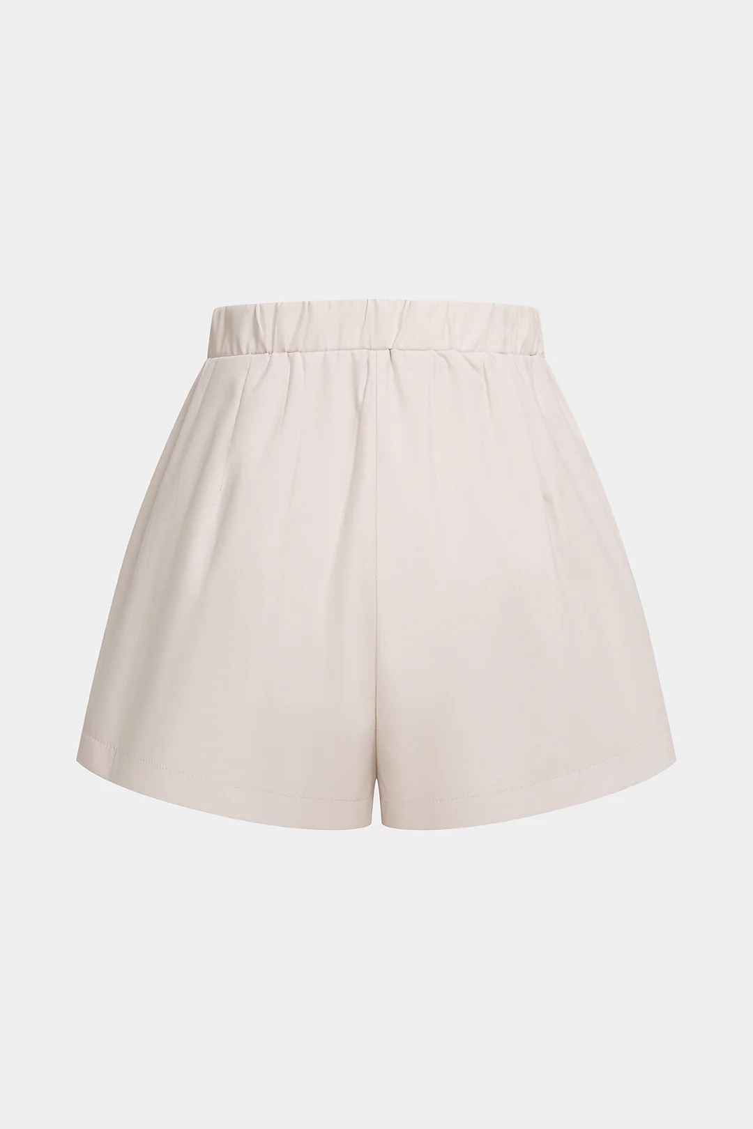 Solid Pleated Buckle High Waist Shorts - Image 2