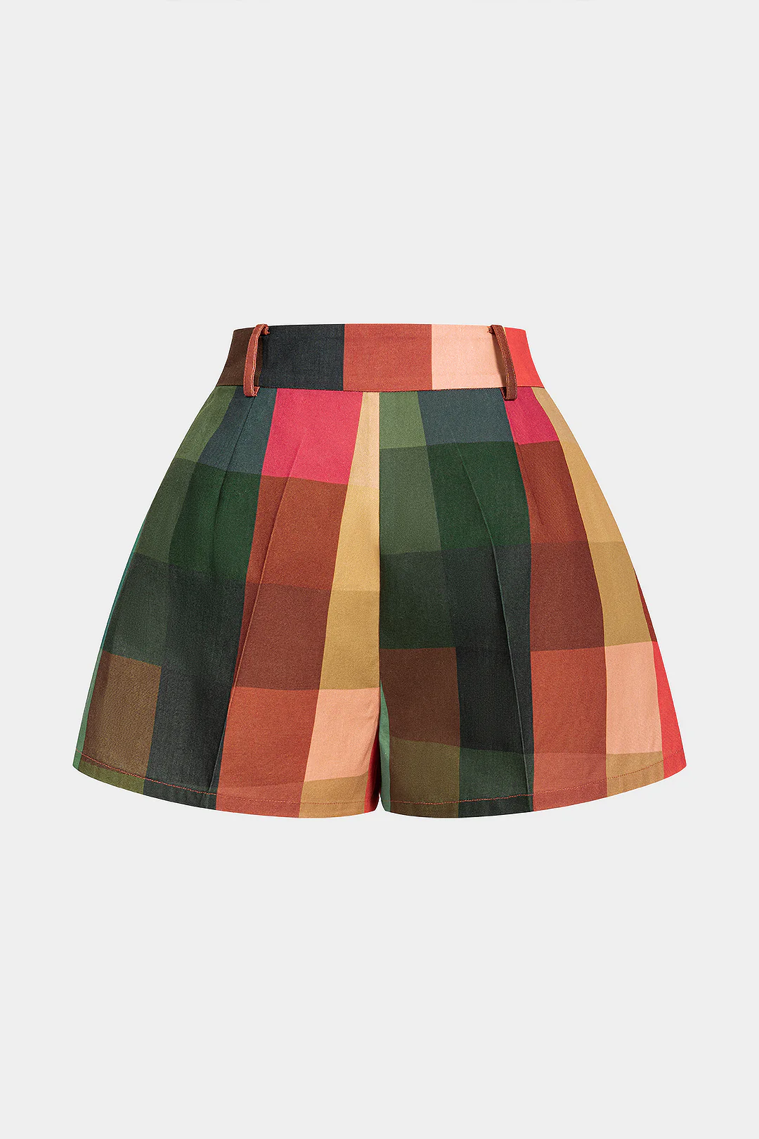 Geometric Plaid Print Wide Leg Shorts - Image 2