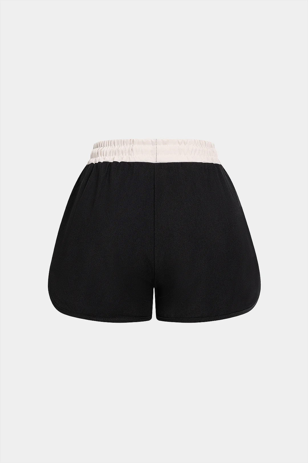 Contrast Pocket Drawstring Shirred Waistband Shorts - Image 2