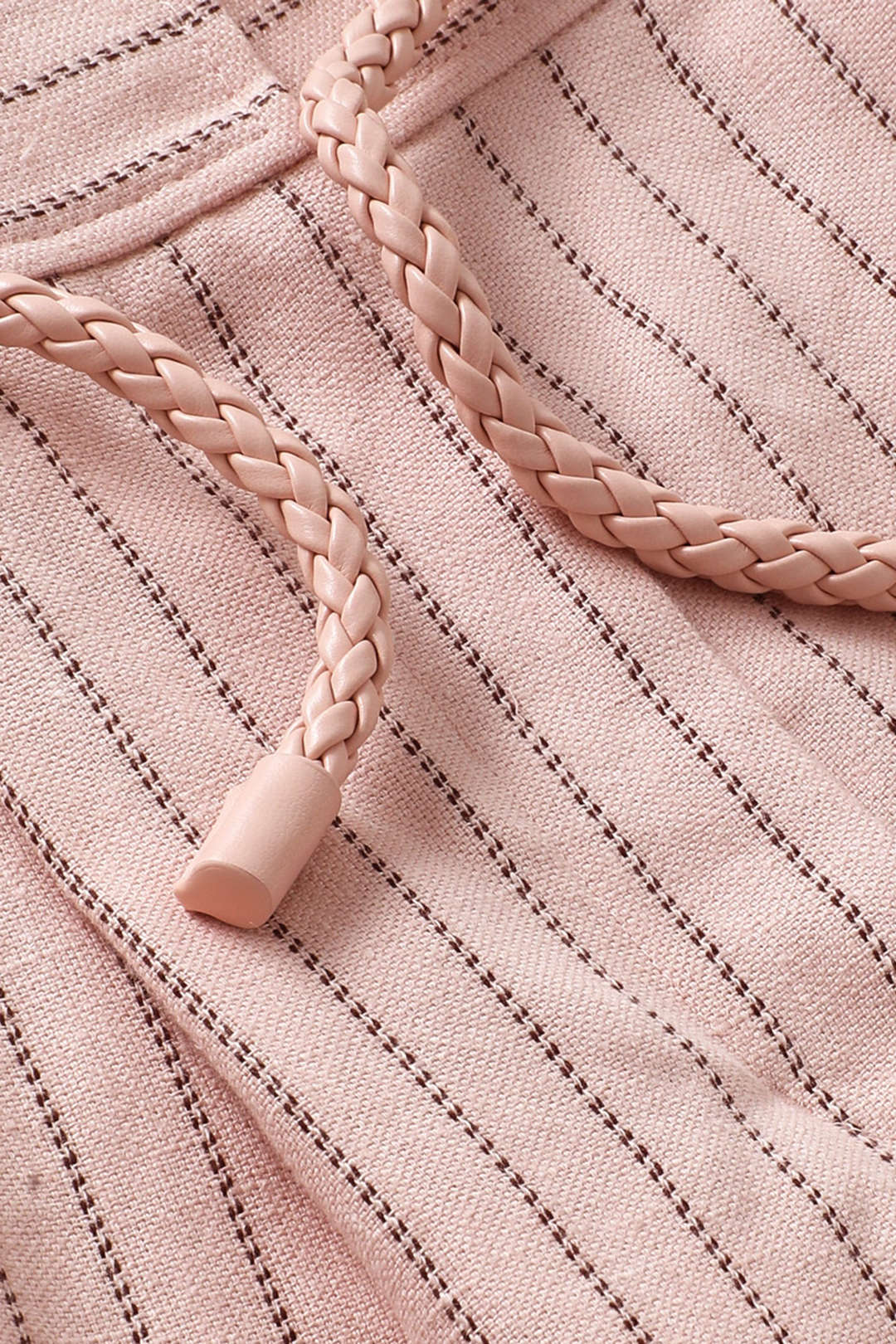 Stripes Print Linen Belted Shorts - Image 3