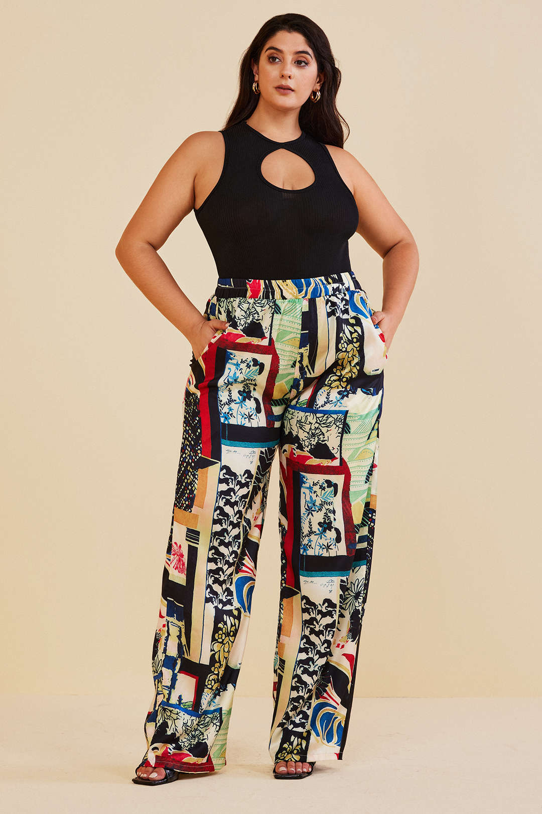 Plus Size Floral Print High Waisted Straight Leg Pants - Image 2