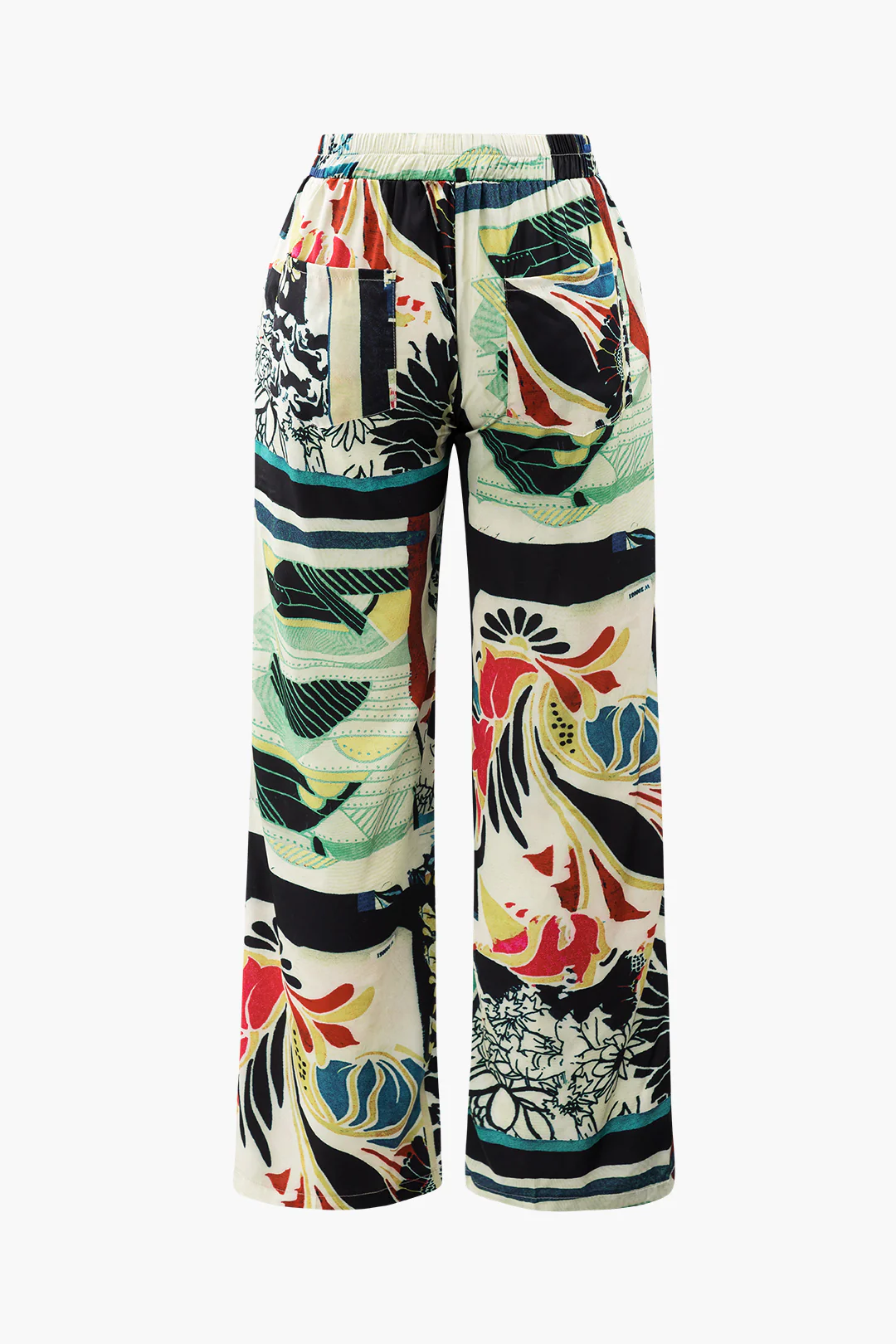 Plus Size Floral Print High Waisted Straight Leg Pants - Image 8