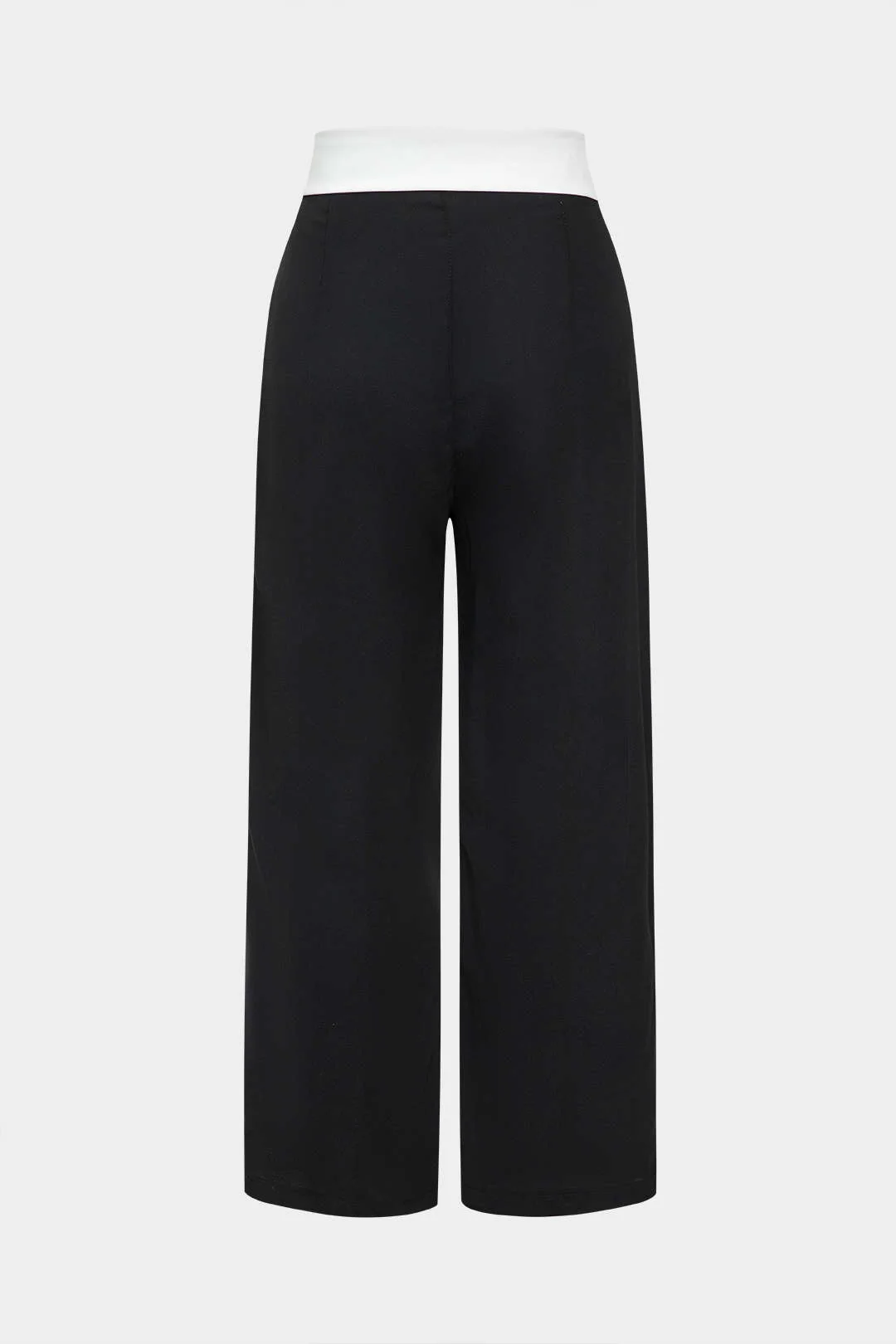 Basic Contrast High Waist Wide Leg Trousers - Image 2
