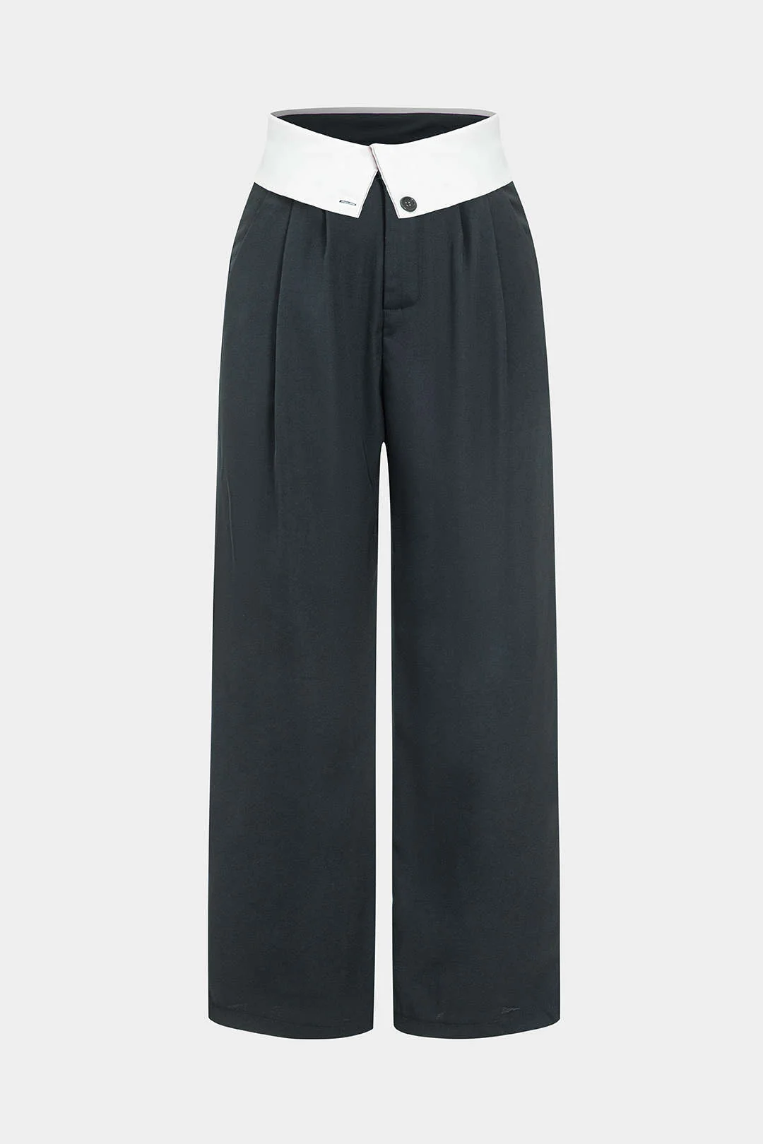 Basic Contrast High Waist Wide Leg Trousers - Image 4