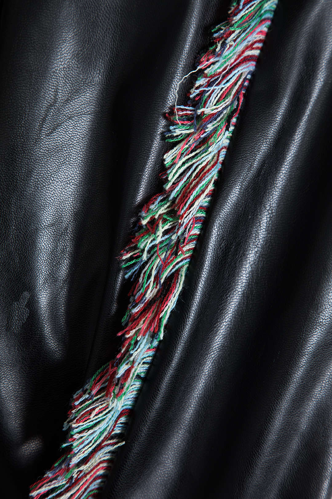 Solid Faux Leather Trousers With Fringe - Image 3