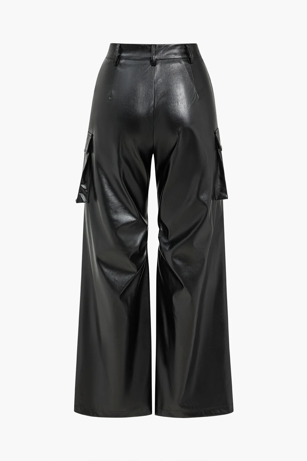 Faux Leather Pocket Wide Leg Trousers - Image 2