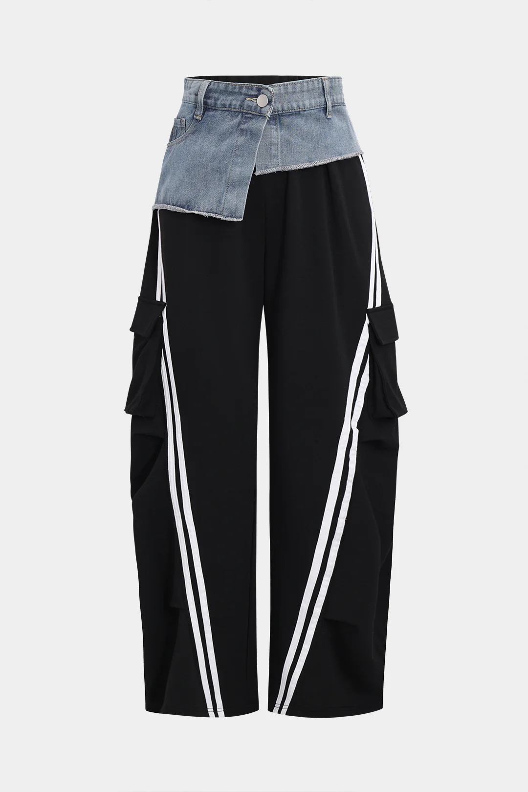 Denim Patchwork Pocket Trousers - Image 5