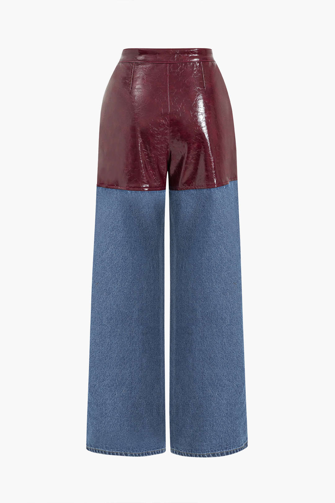 Faux Leather Patchwork Jeans - Image 2