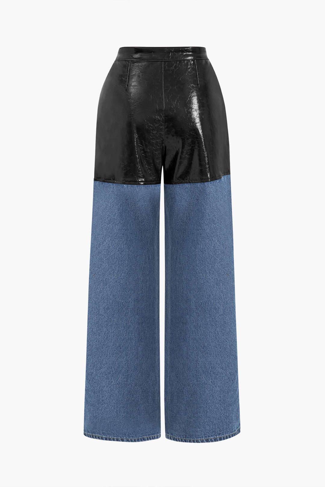 Faux Leather Patchwork Jeans - Image 6