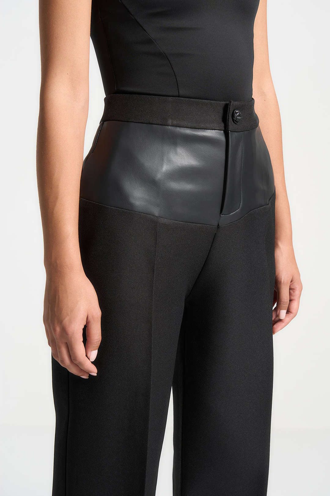 Faux Leather Patchwork Trousers - Image 3