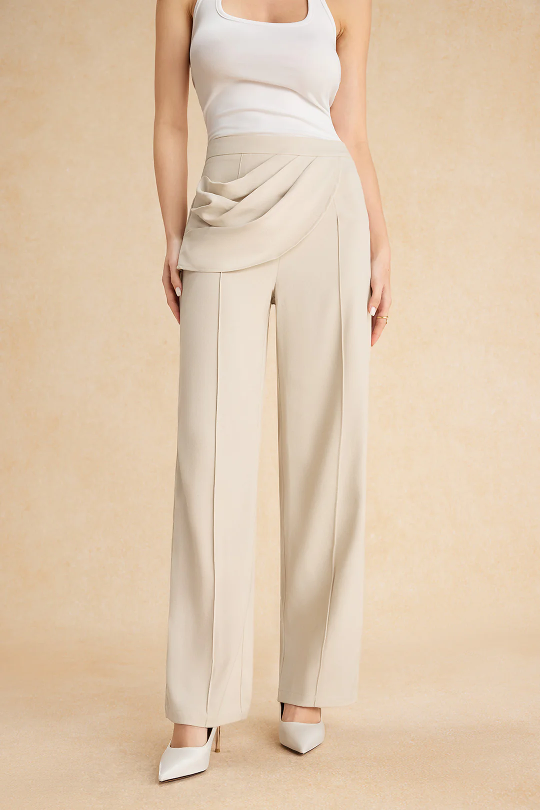 Solid Asymmetrical Trousers - Image 5