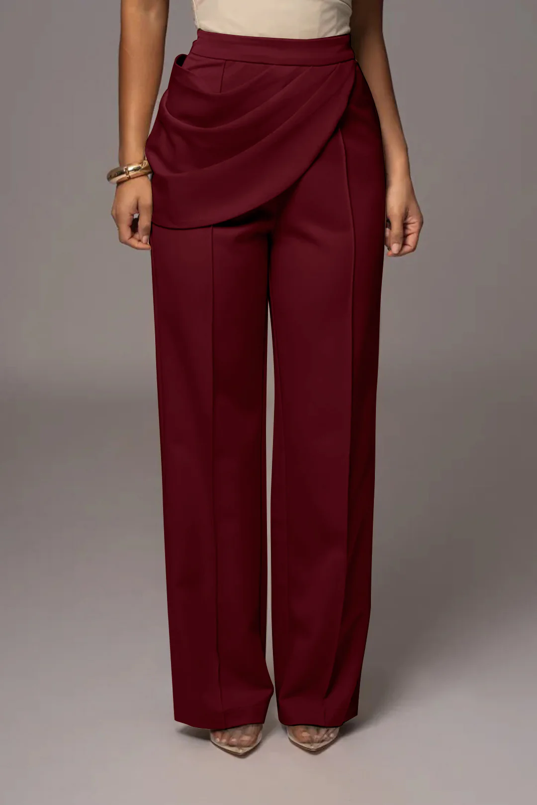 Solid Asymmetrical Trousers - Image 7