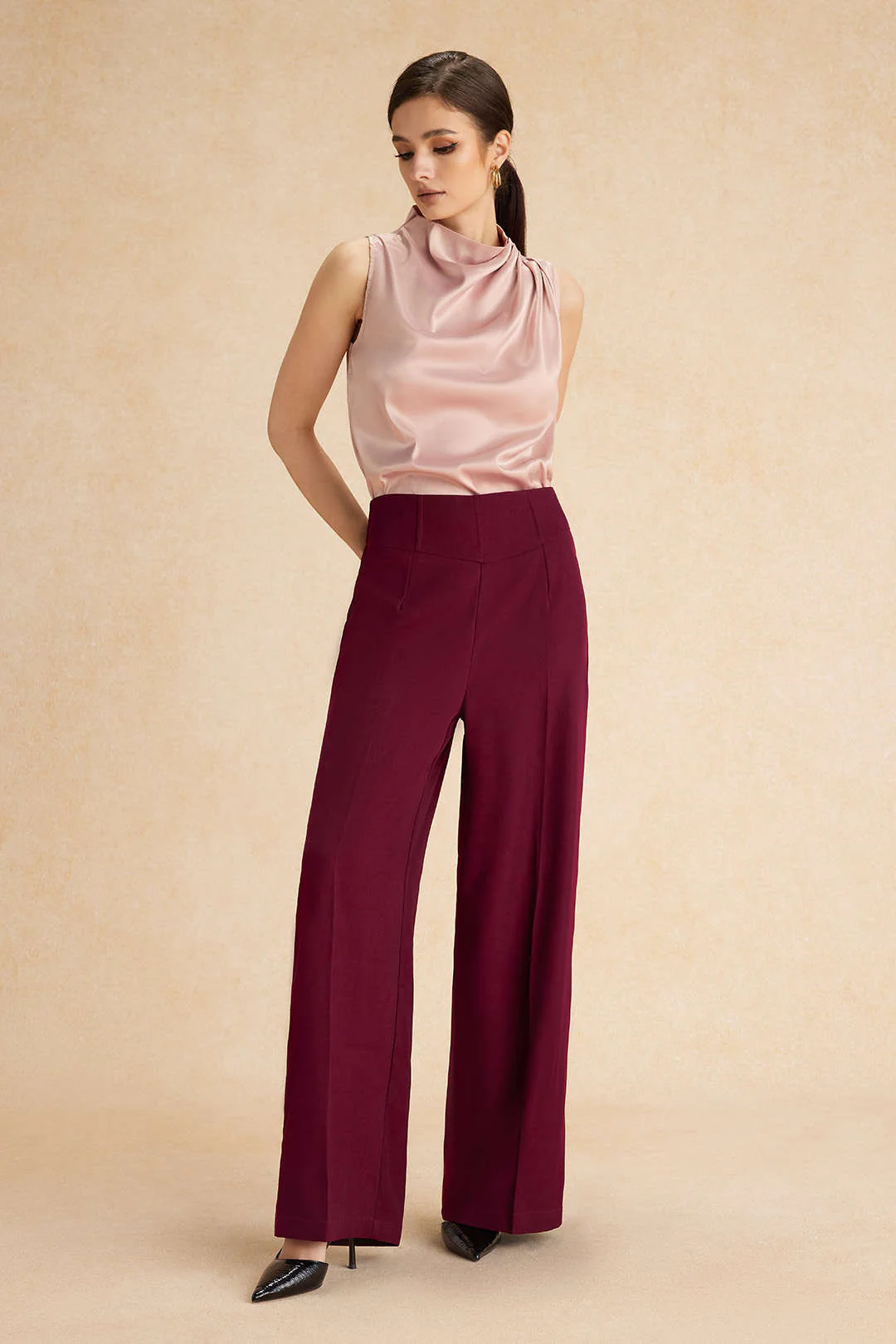Basic High-Waisted Wide Leg Trousers - Image 5