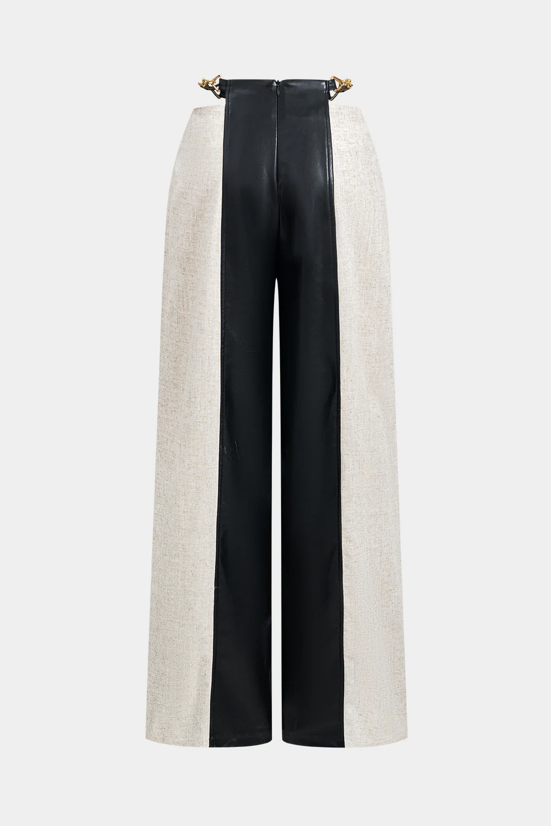 Faux Leather Metallic Patchwork Trousers - Image 2
