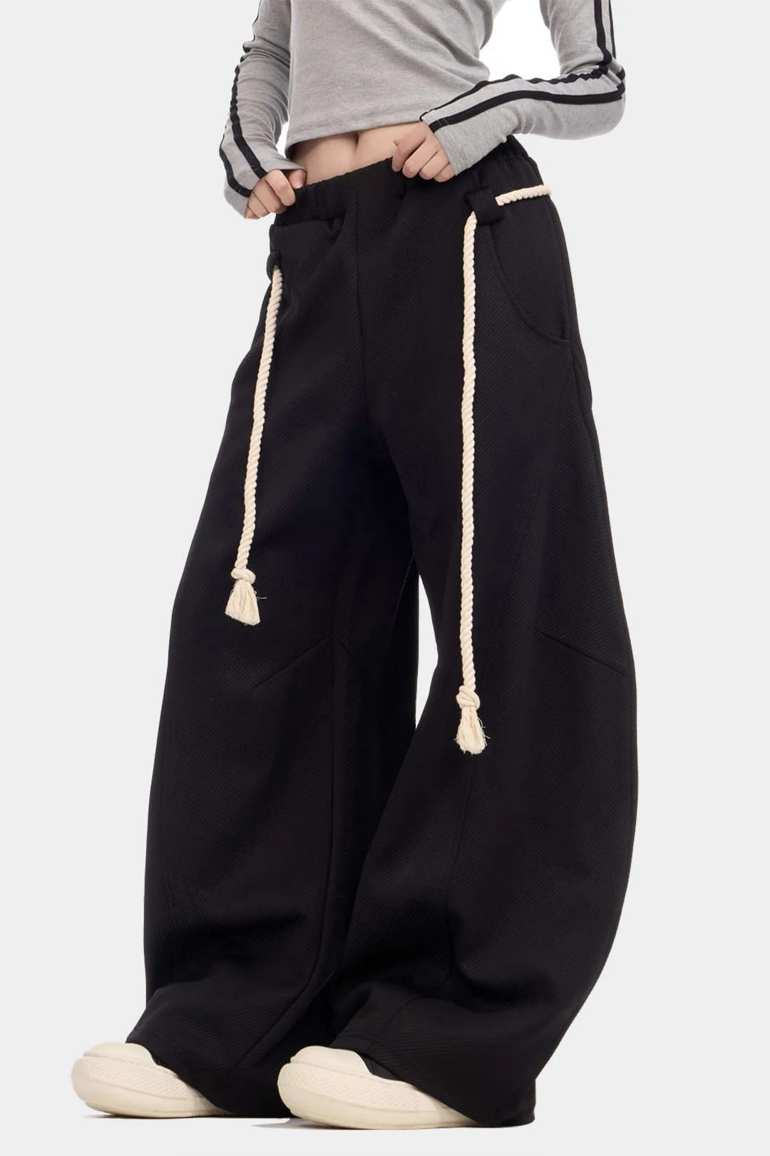 Drawstring Wide Leg Trousers - Image 8
