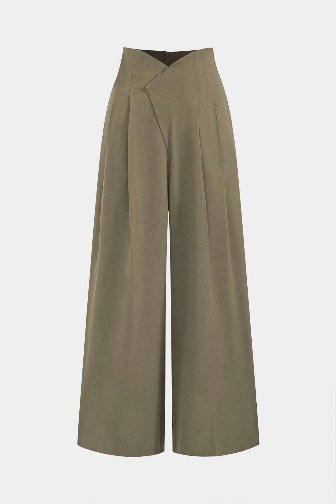 Pleated Asymmetrical Wide Leg Trousers - Image 4