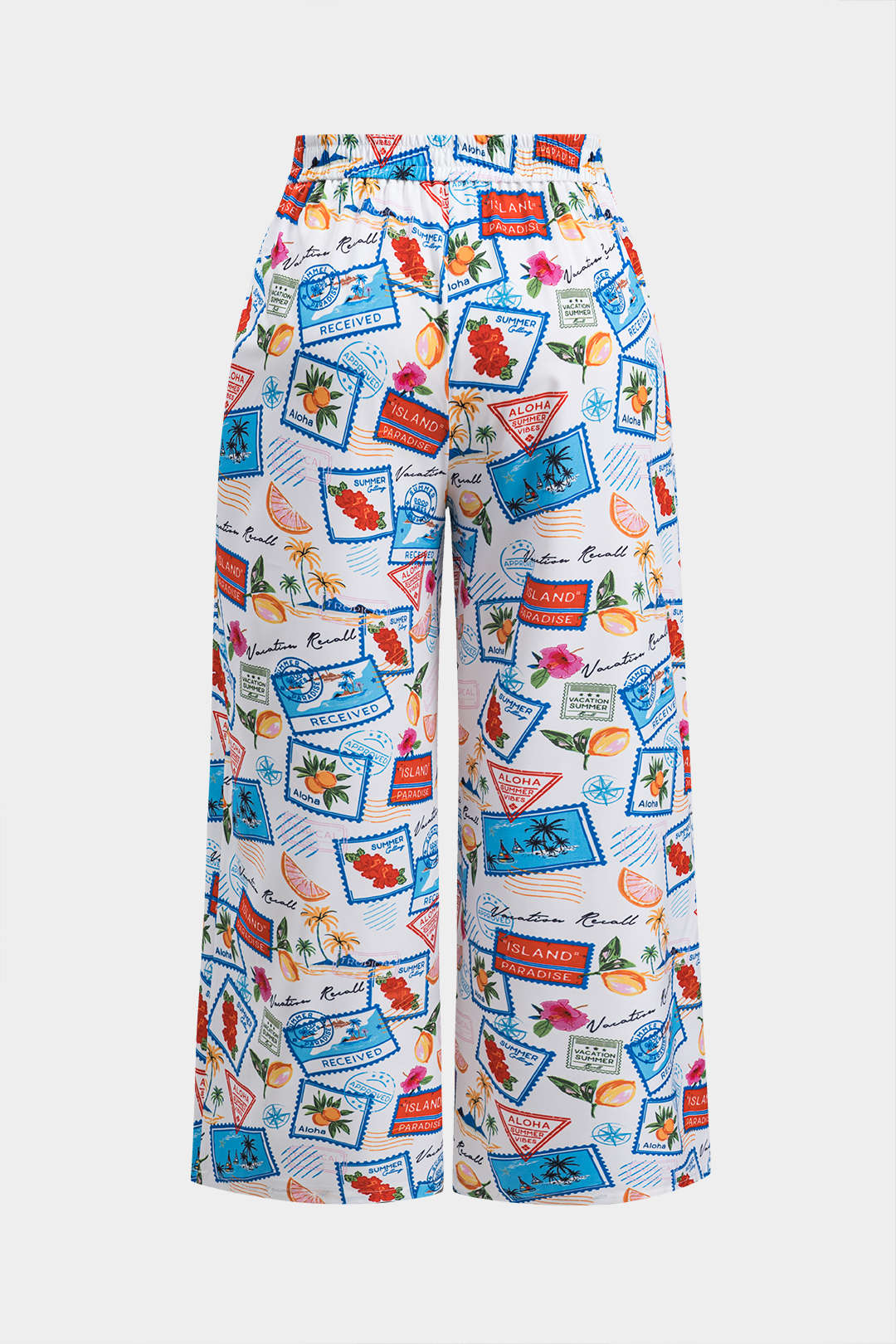 Plus Size Pop Art Print Tie Front Wide Leg Trousers - Image 2