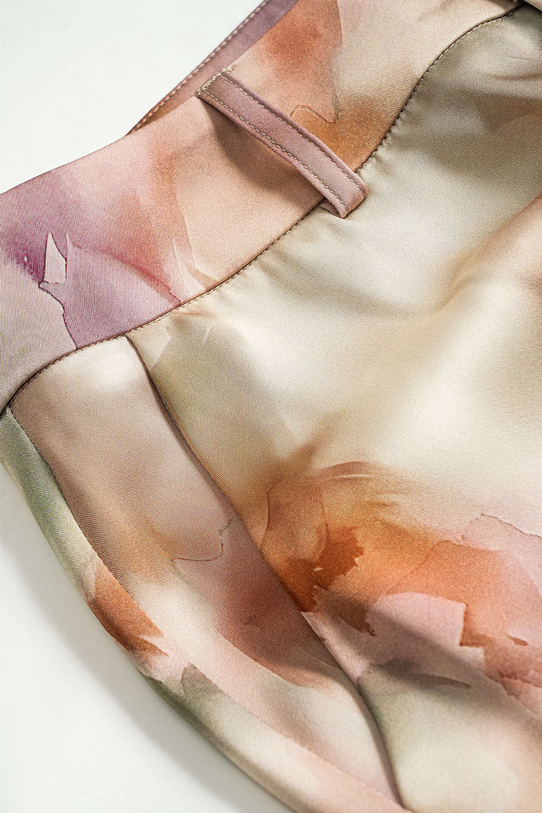 Watercolor Print Satin Pocket Trousers - Image 3