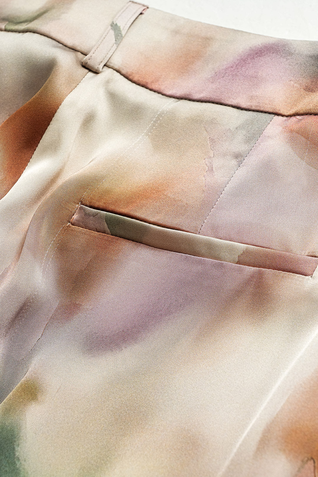 Watercolor Print Satin Pocket Trousers - Image 5