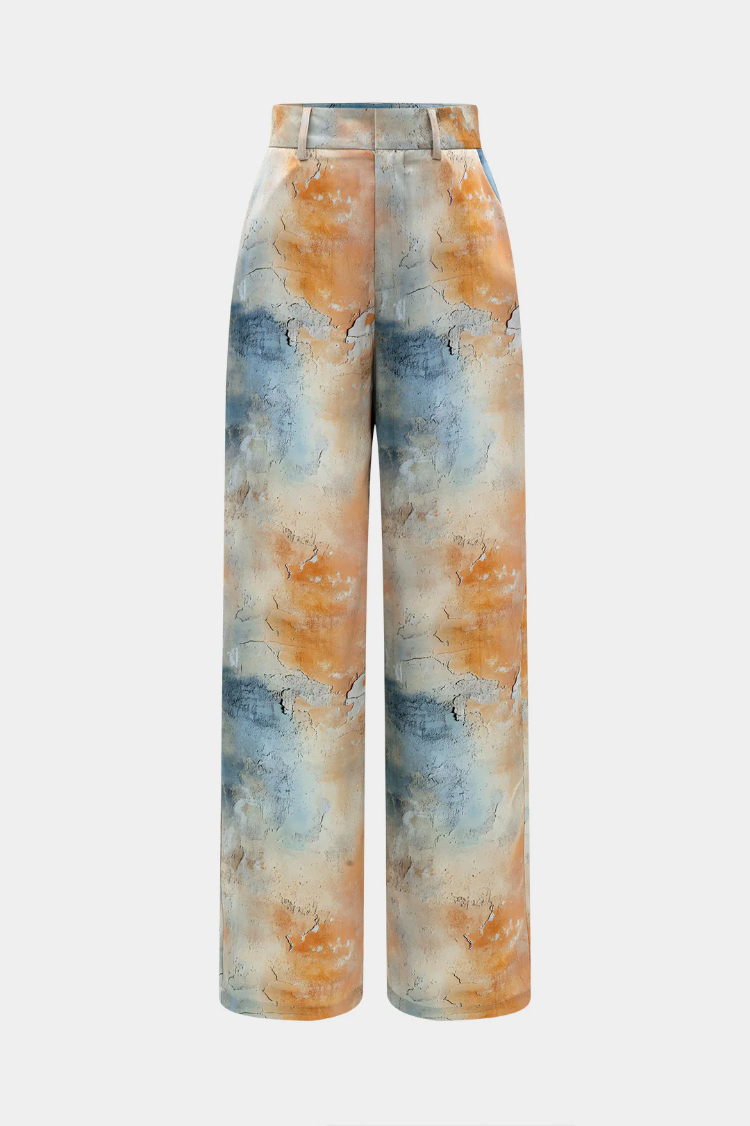 Watercolor Print Satin Pocket Trousers - Image 6