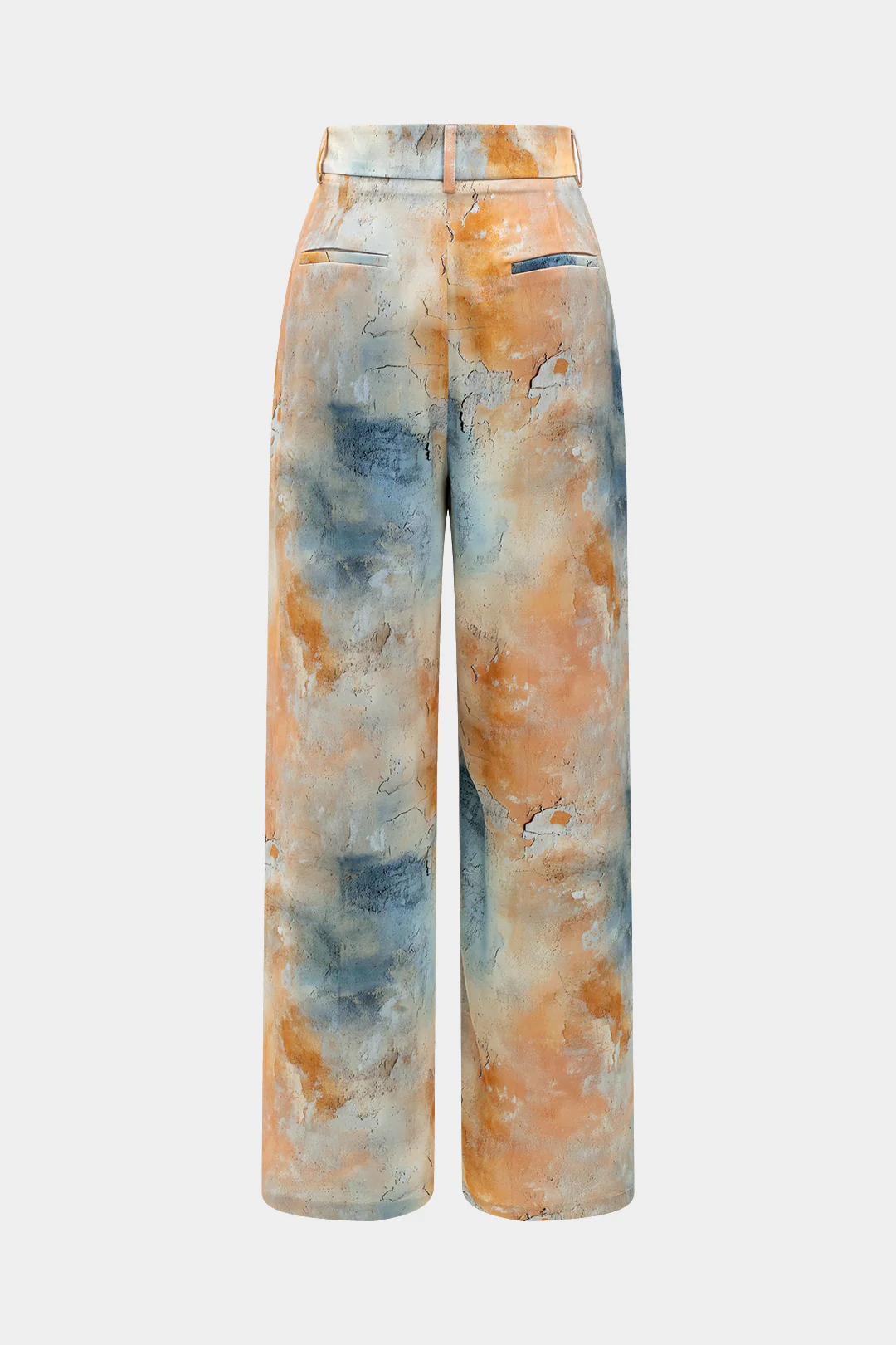 Watercolor Print Satin Pocket Trousers - Image 7