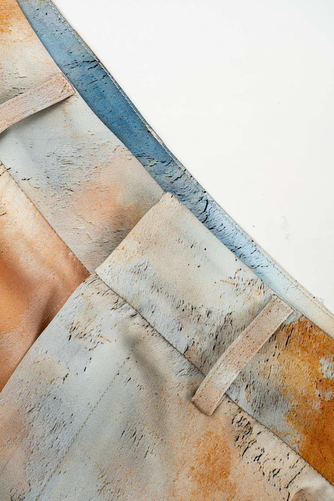 Watercolor Print Satin Pocket Trousers - Image 9