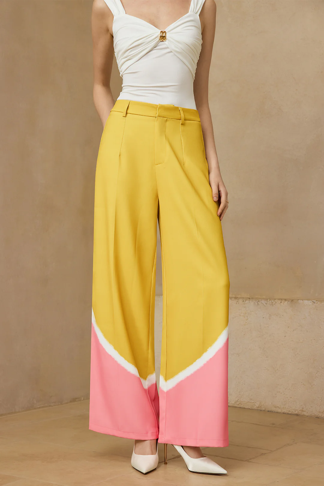 Contrast Wide Leg Trousers - Image 3