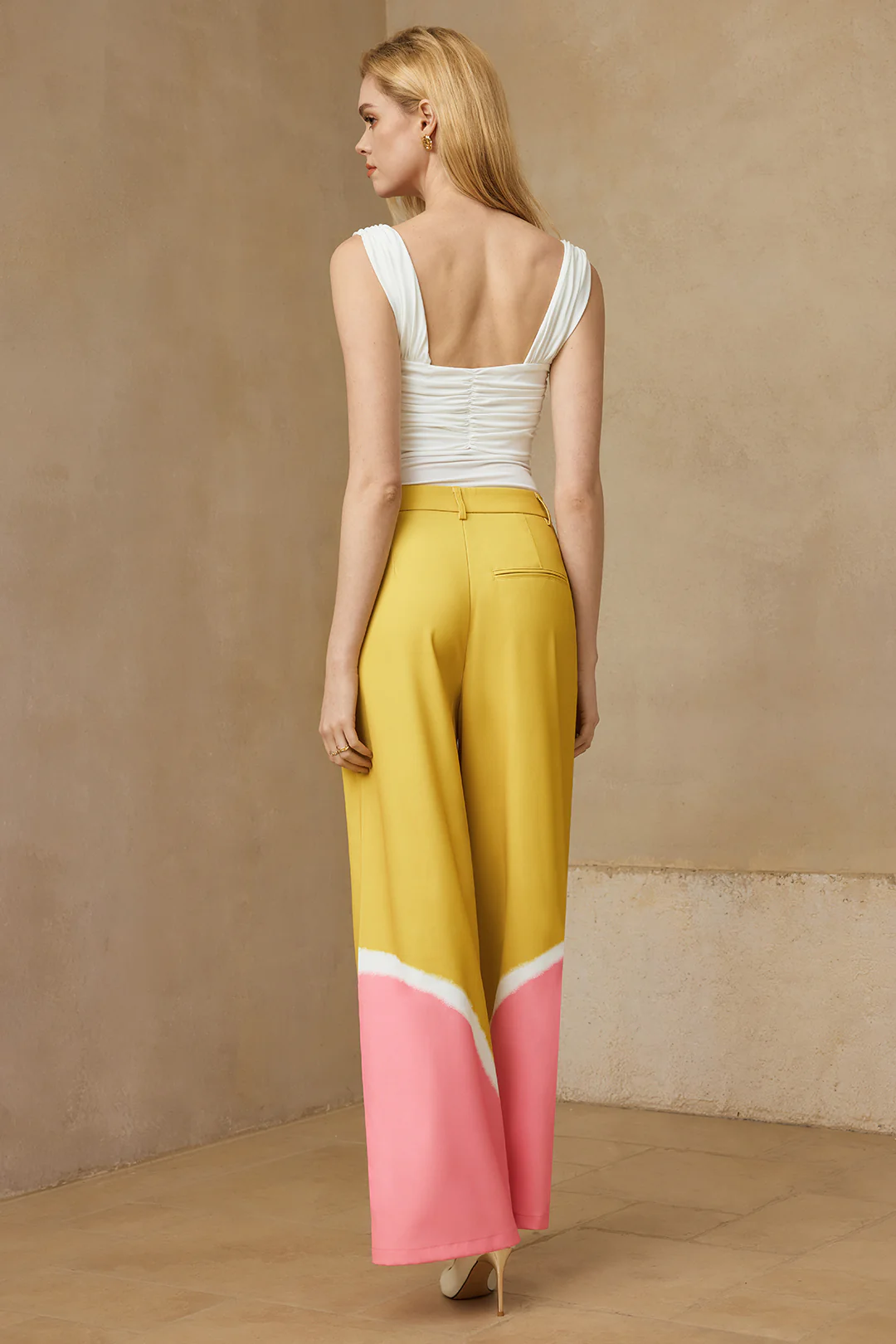 Contrast Wide Leg Trousers - Image 4