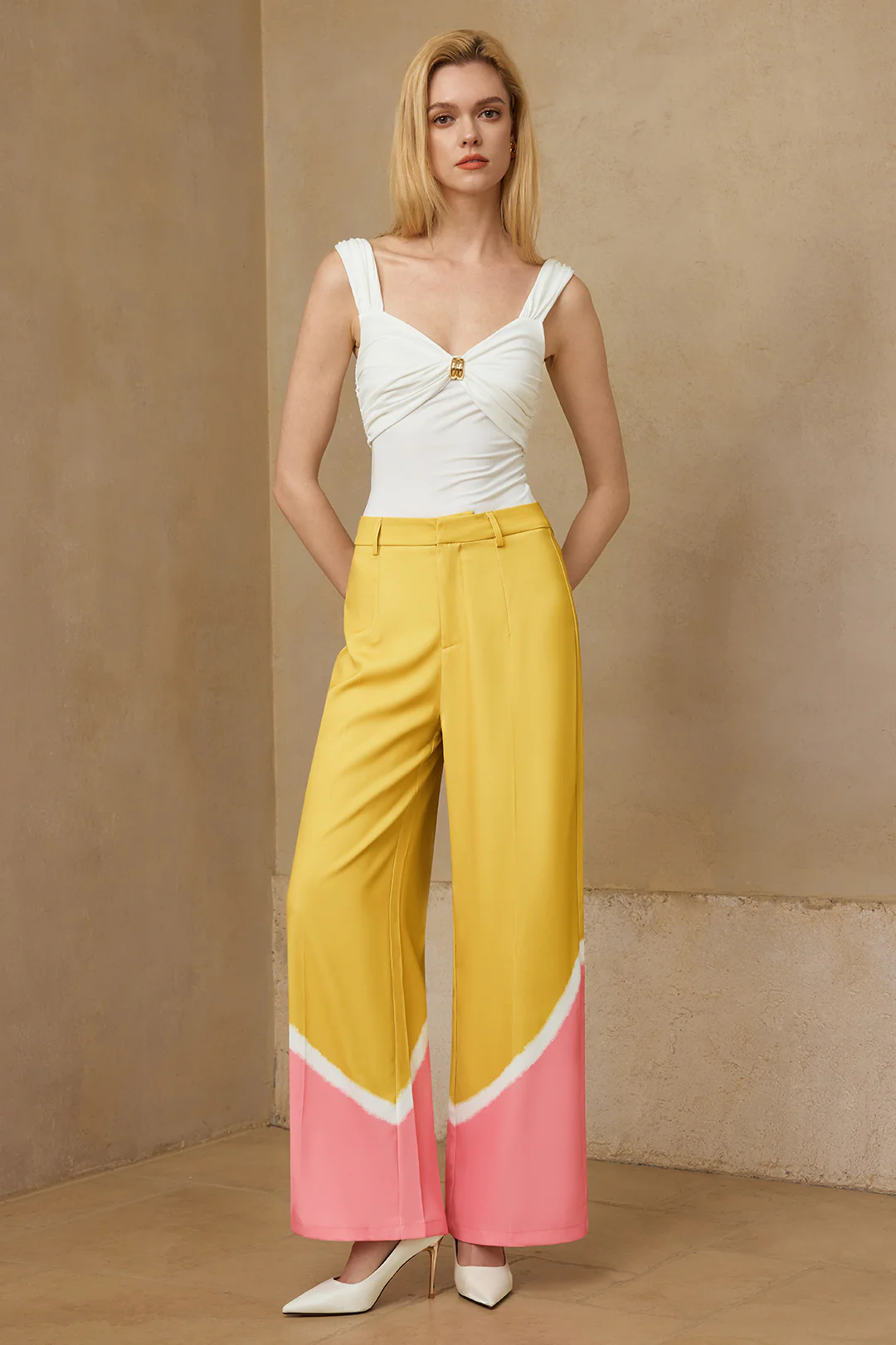 Contrast Wide Leg Trousers - Image 6