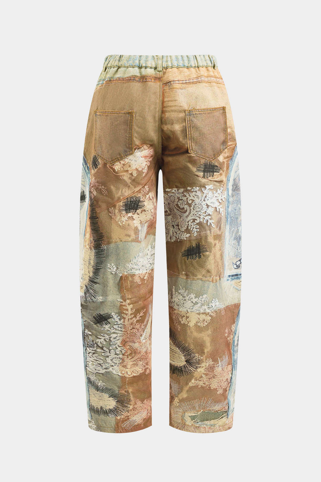 Abstract Print Button Pocket Trousers - Image 3