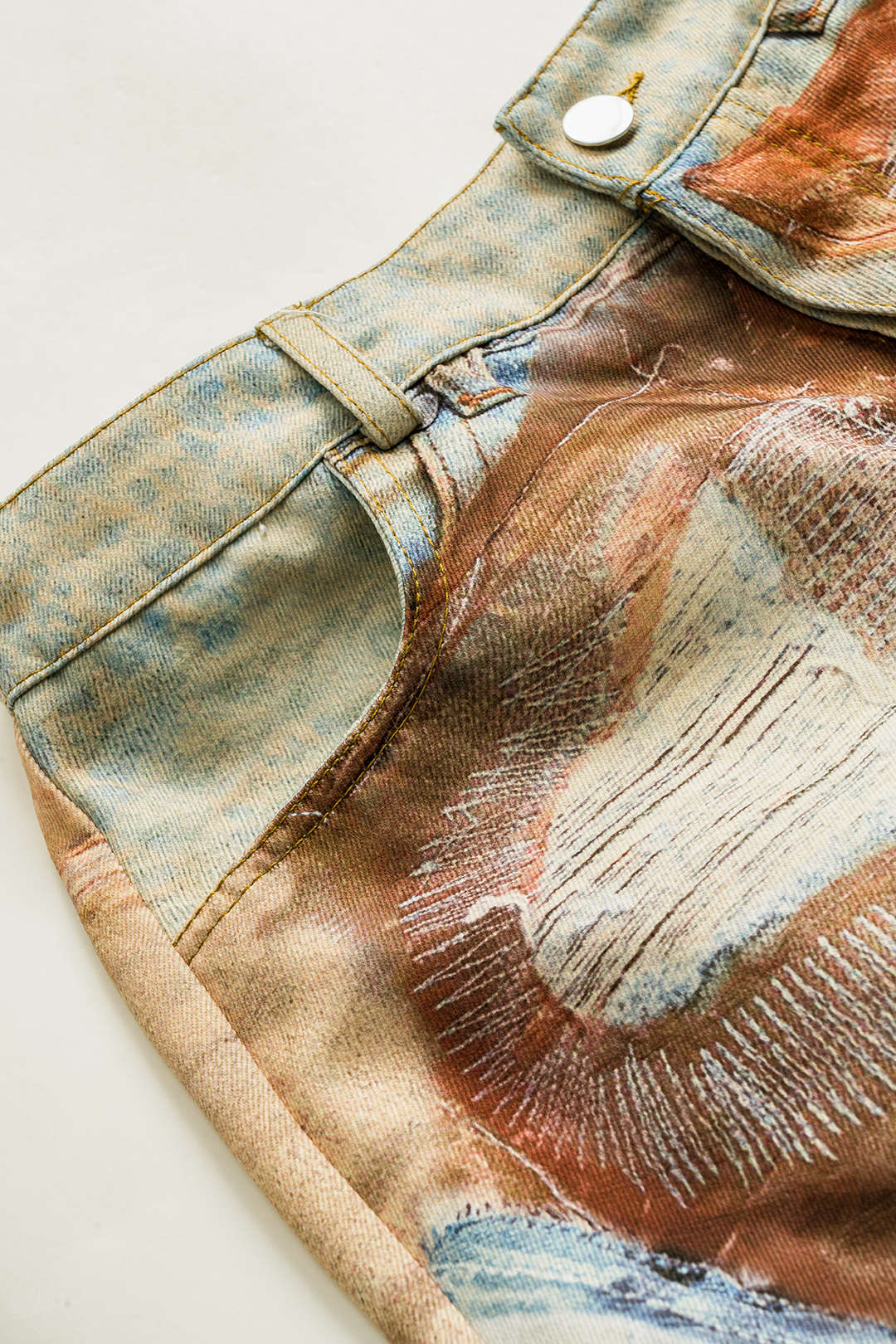Abstract Print Button Pocket Trousers - Image 4