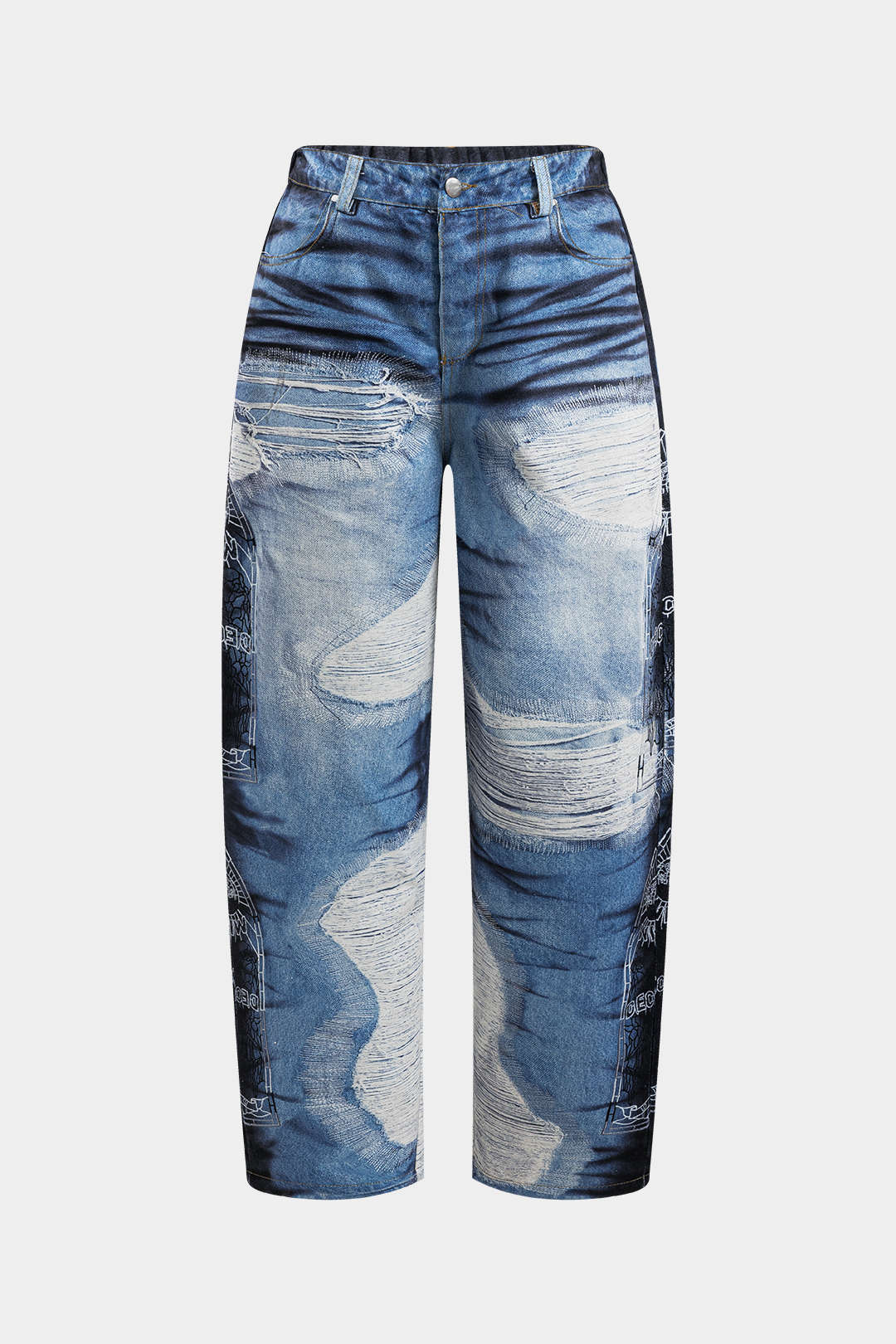 Abstract Print Button Pocket Trousers - Image 7