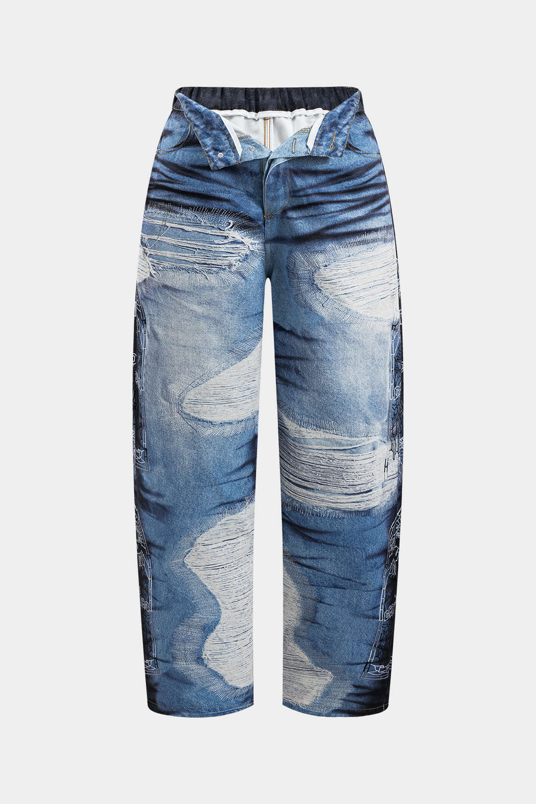 Abstract Print Button Pocket Trousers - Image 8