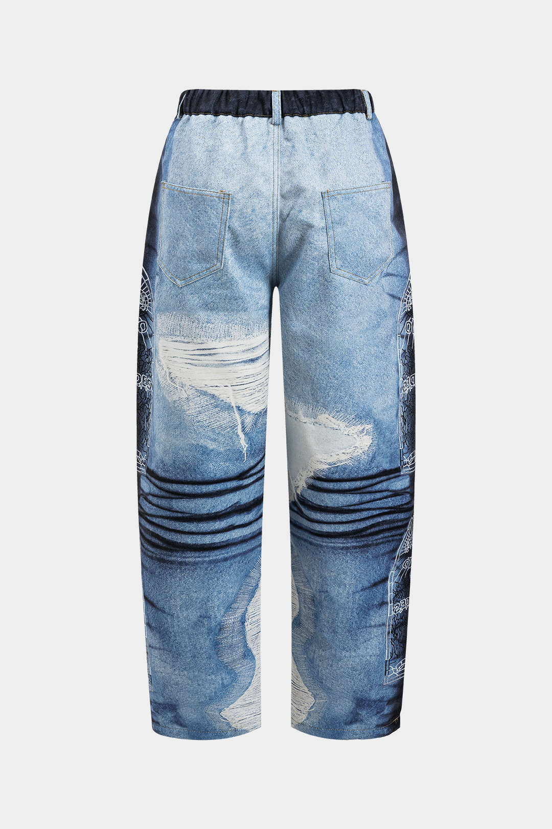 Abstract Print Button Pocket Trousers - Image 9