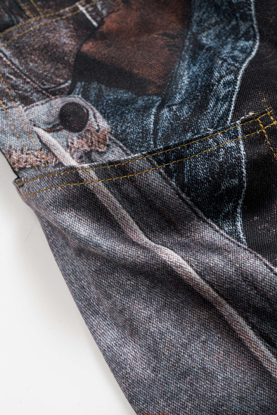 Abstract Print Button Pocket Wide Leg Barrel Trousers - Image 4