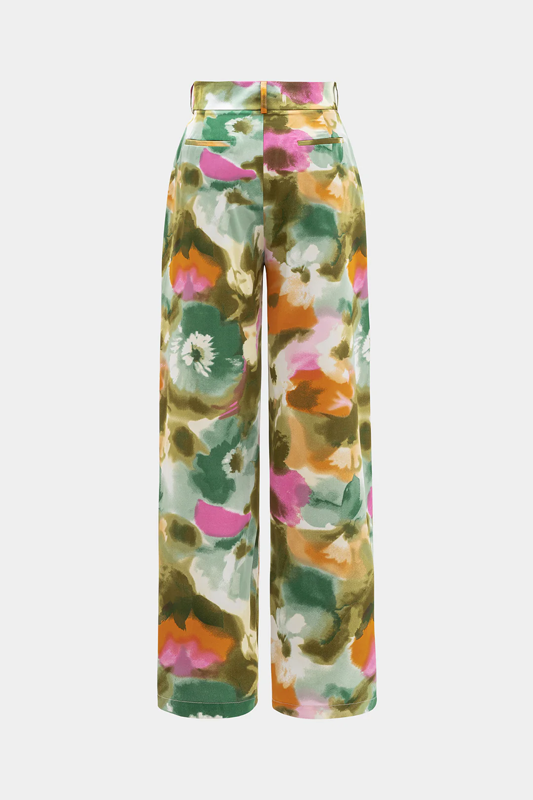 Abstract Print Satin High Waist Wide Leg Trousers - Image 2