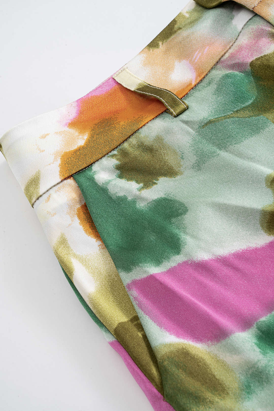 Abstract Print Satin High Waist Wide Leg Trousers - Image 3
