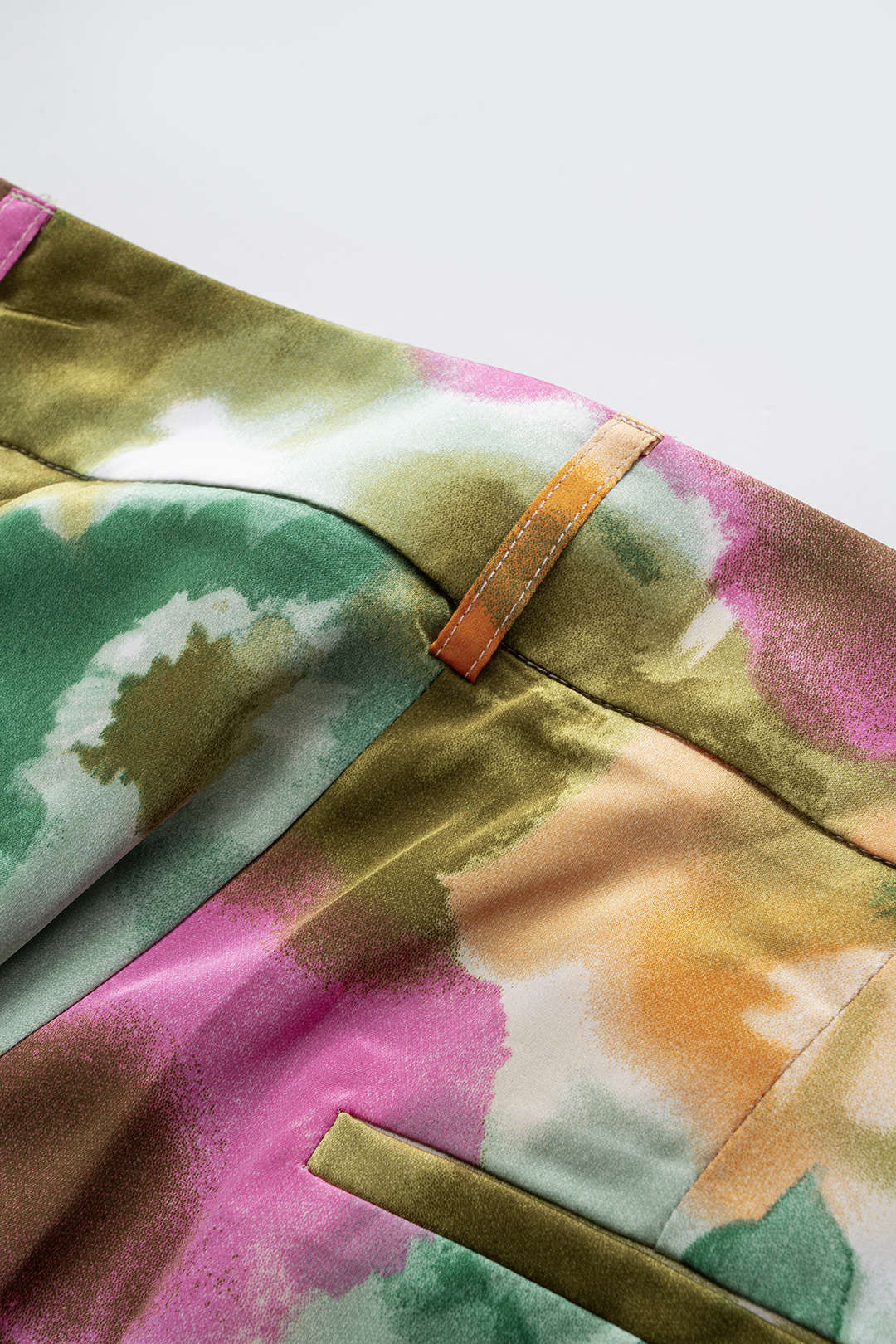 Abstract Print Satin High Waist Wide Leg Trousers - Image 5