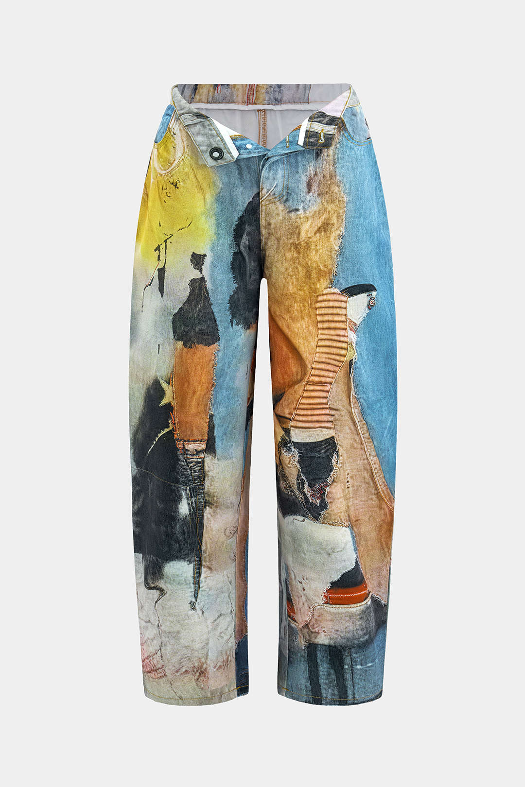 Abstract Print Button Wide Leg Trousers - Image 2