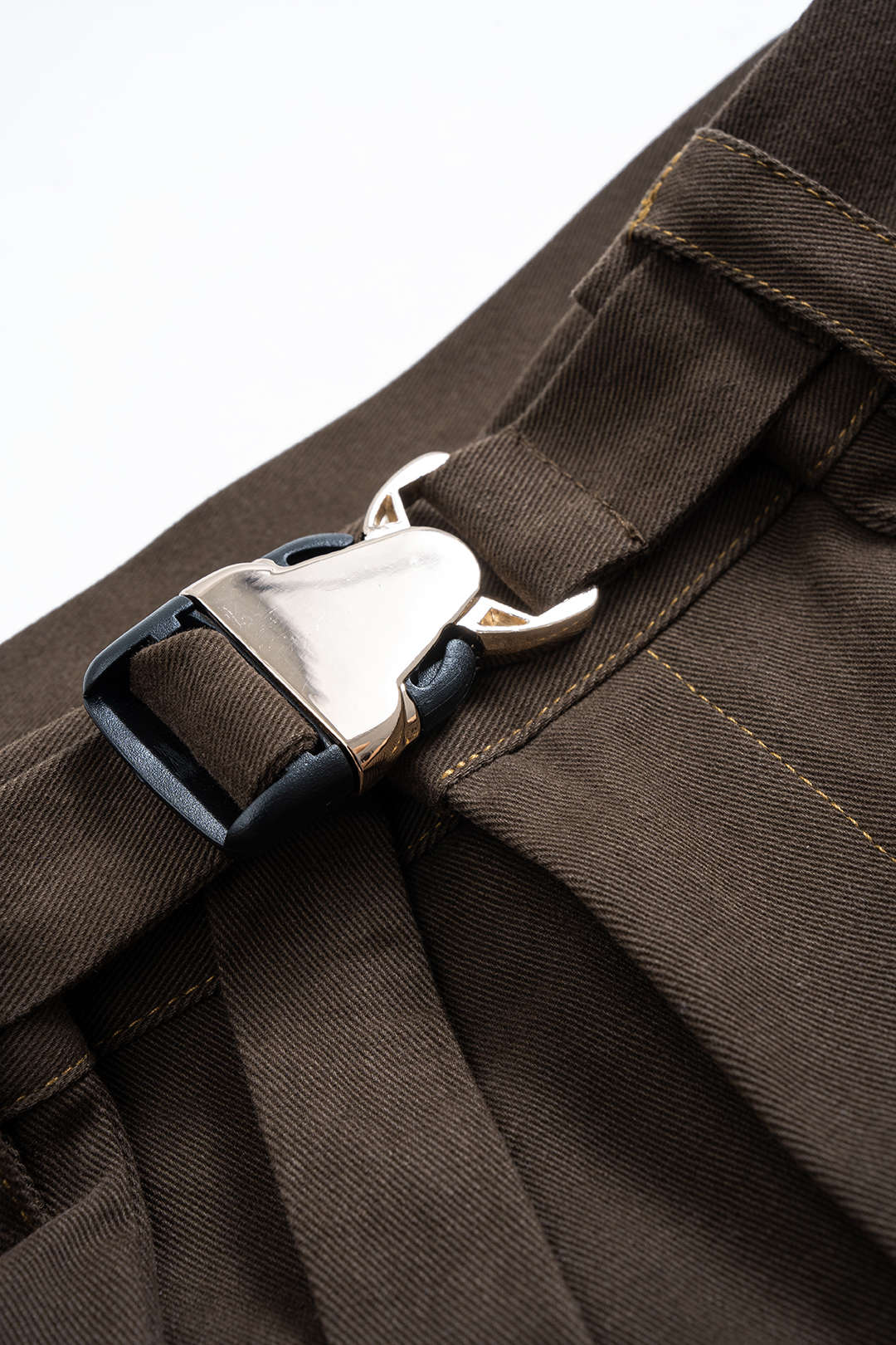 Button Zipper Belted Trousers - Image 4