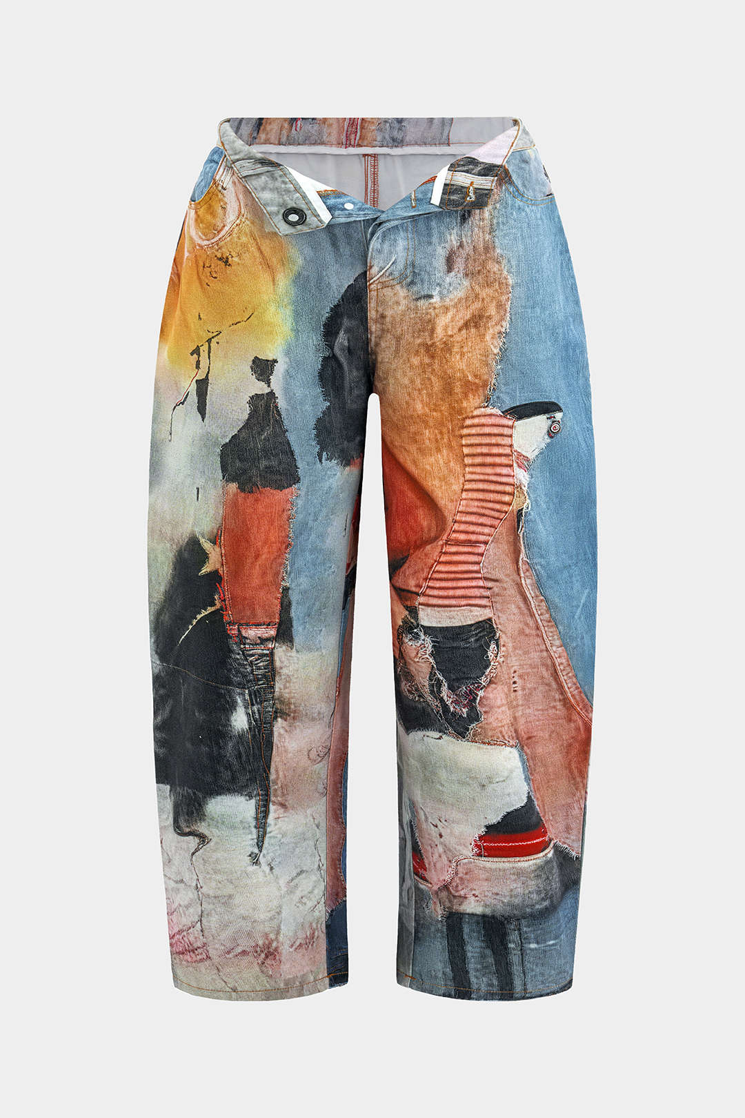 Plus Size Abstract Print High Waist Trousers - Image 2