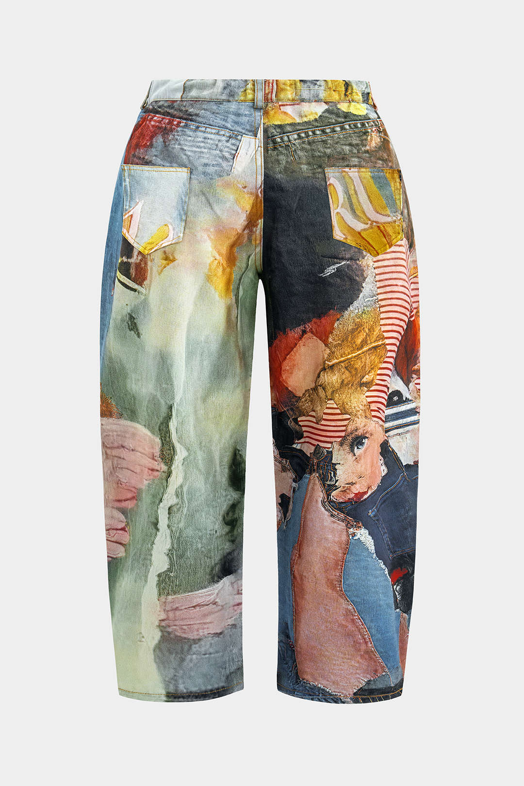 Plus Size Abstract Print High Waist Trousers - Image 3