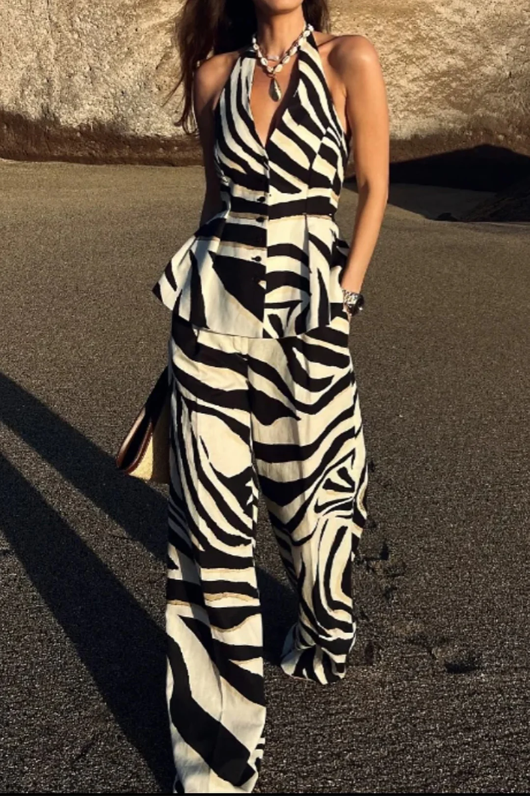 Contrast Stripe Print Trousers - Image 5