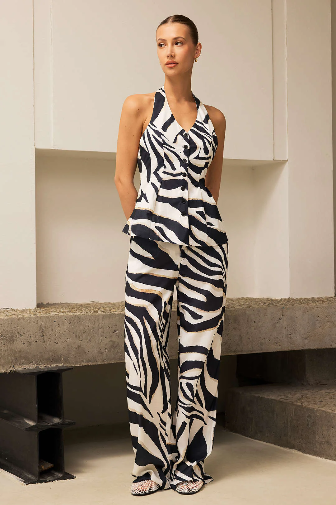 Contrast Stripe Print Trousers - Image 8