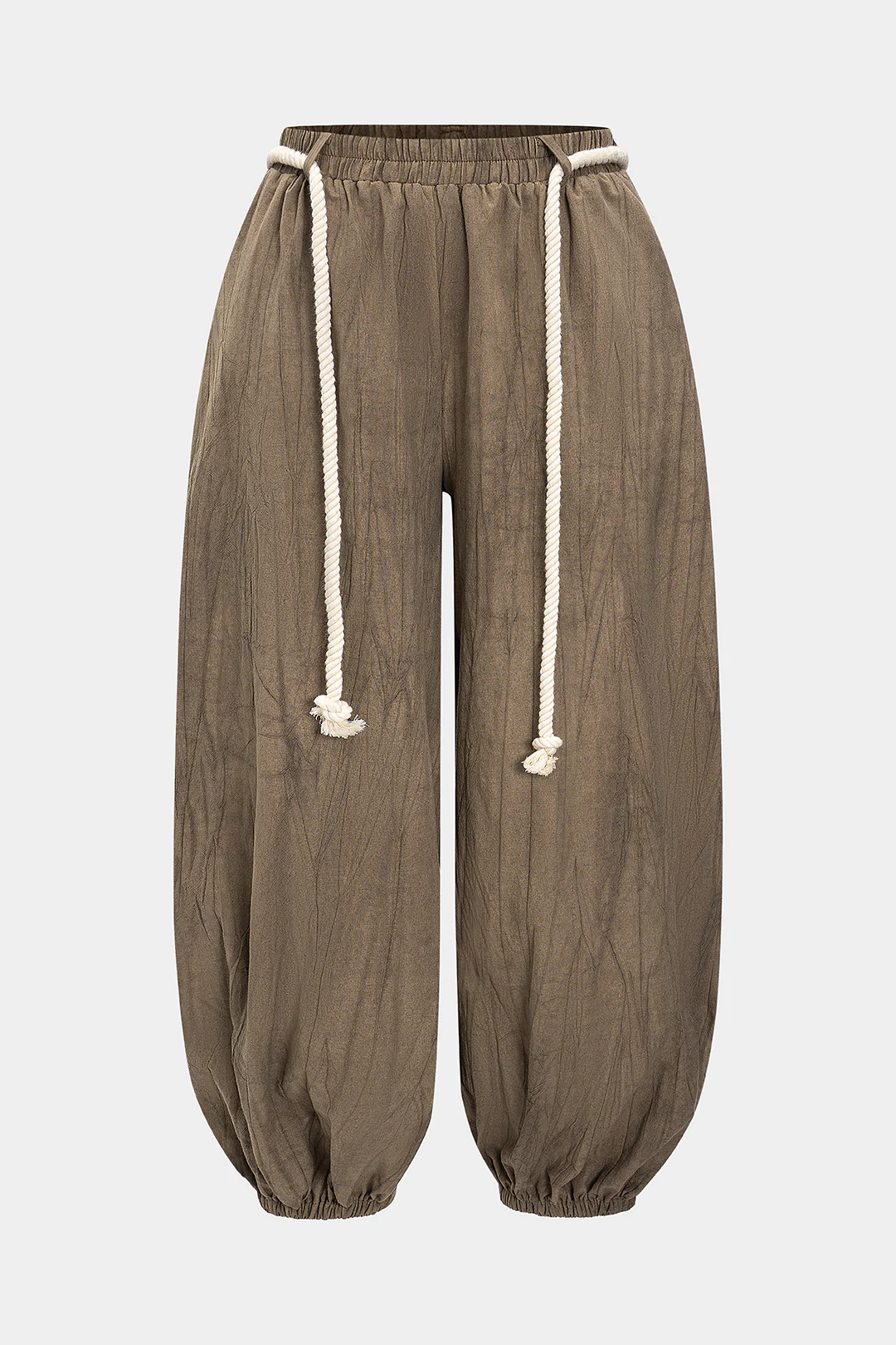 Plus Size High Waist Ruched Belted Trousers - Image 2