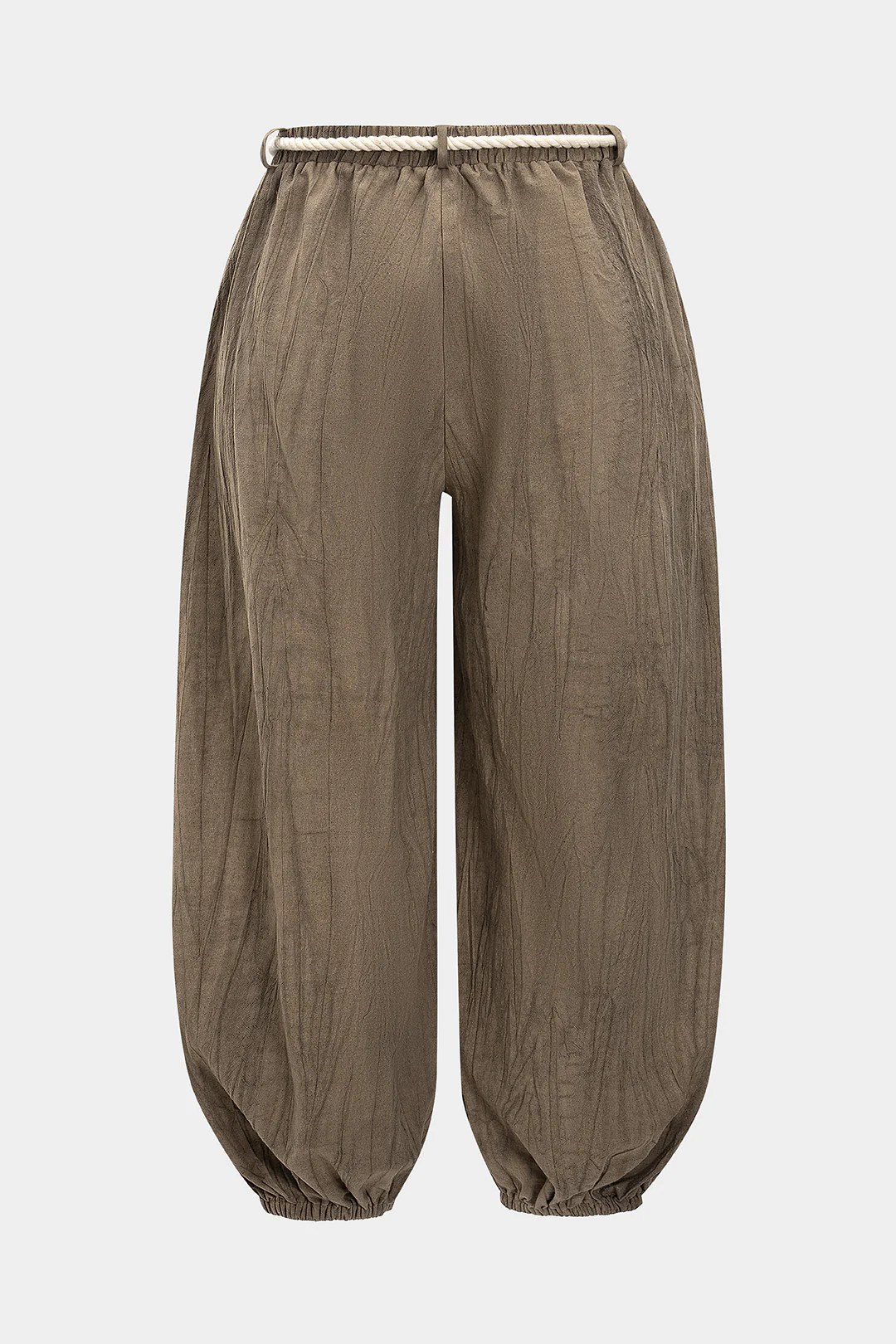 Plus Size High Waist Ruched Belted Trousers - Image 3