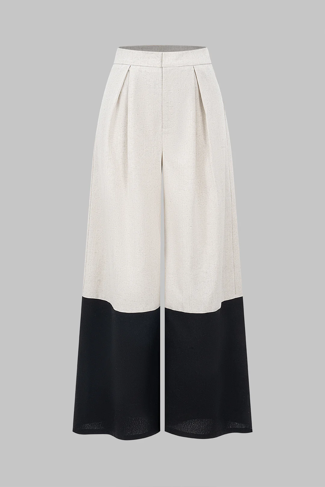 Linen High Waist Patchwork Wide Leg Trousers - Image 5