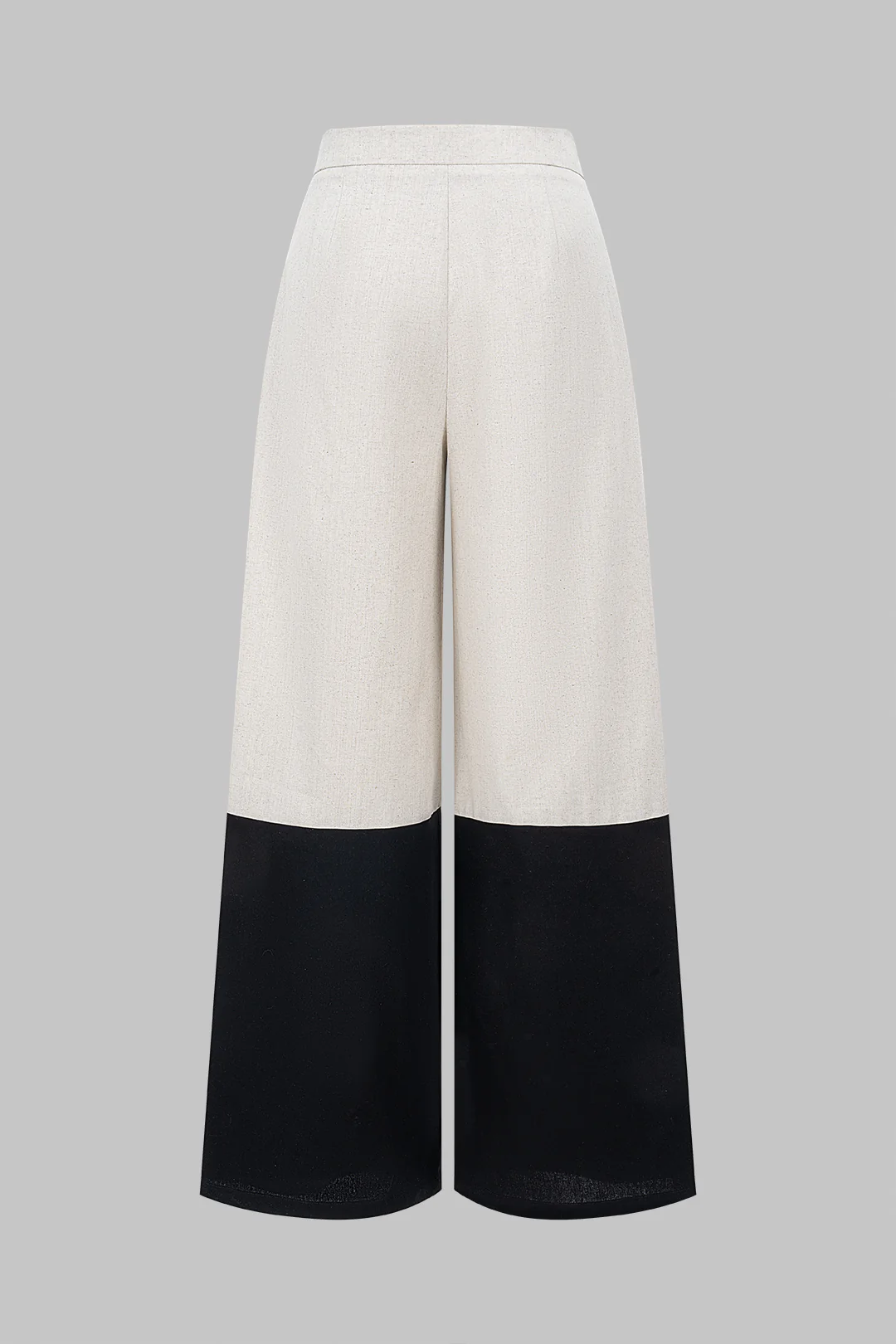 Linen High Waist Patchwork Wide Leg Trousers - Image 6